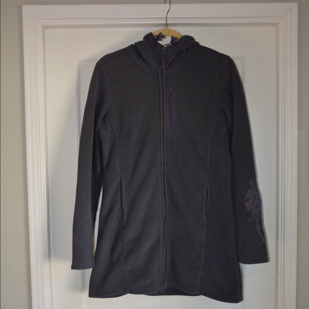 Athleta Swara Fleece Grey/Purple Coat Size Medium